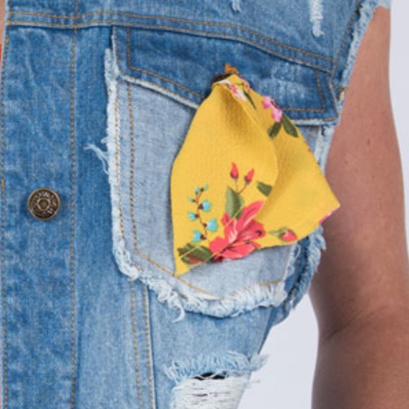 Ivy Jane Denim Vest with Multi Color Embroidery - Picture 2 of 3